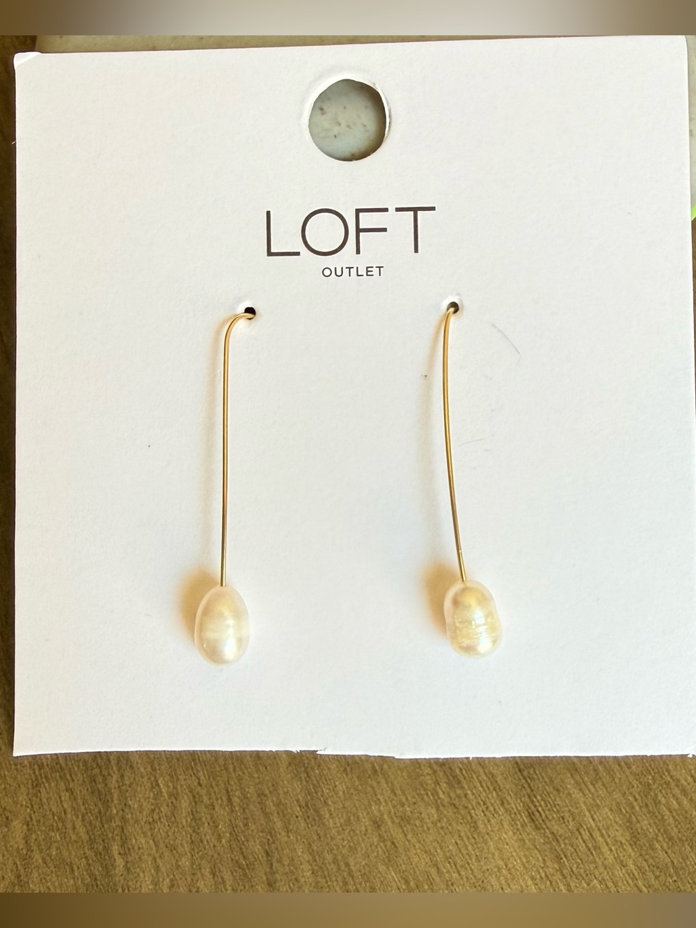 LOFT Hypoallergenic Gold Threader Earrings with Cream Pearl Drops